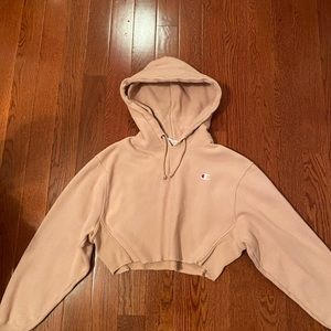 peach cropped champion hoodie